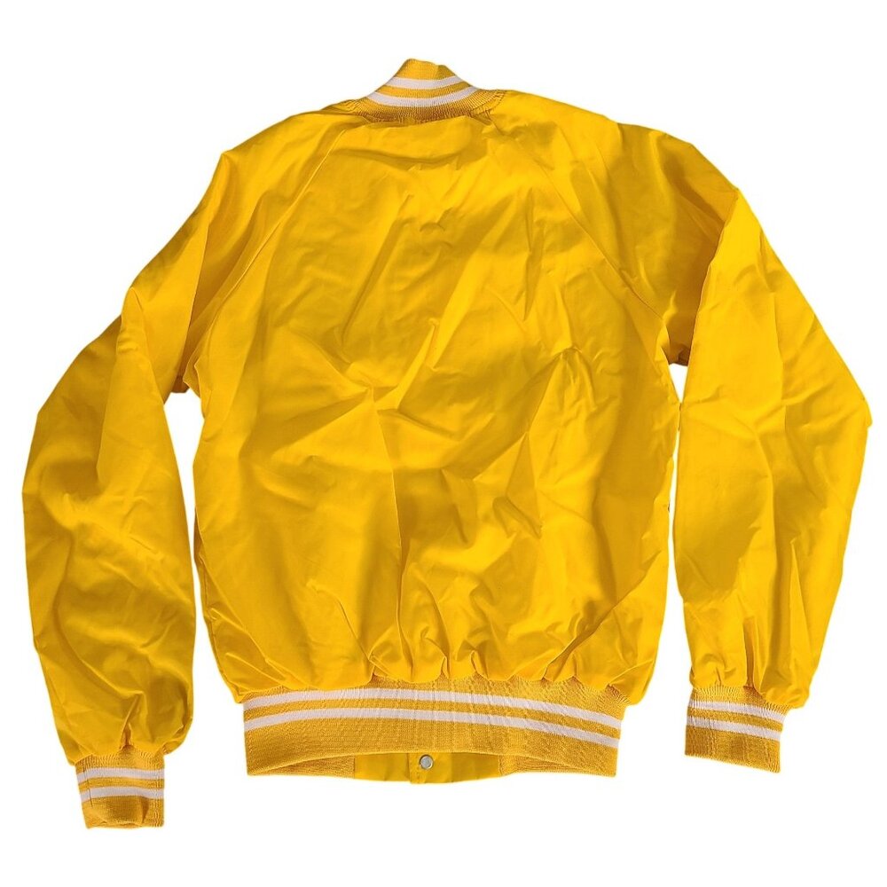 Vtg Auburn Sportswear Yellow Nylon Bomber 80s Snap-Front Jacket S Made In USA - Picture 2 of 11